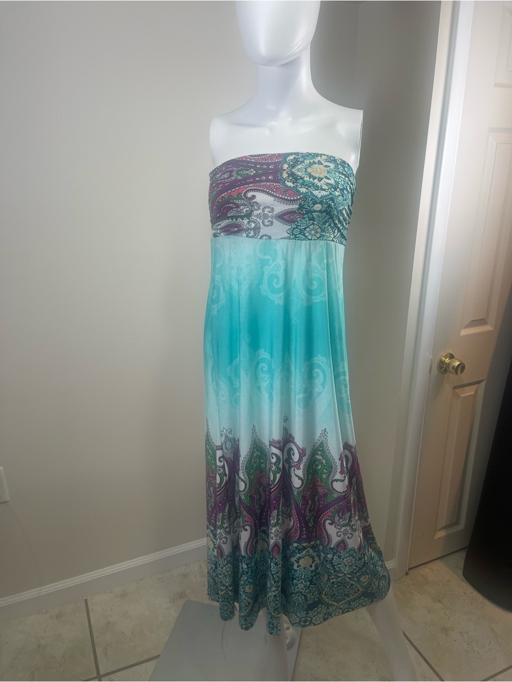 VENUS Teal and Purple Paisley Maxi Dress